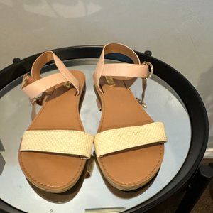 women's two-tone flat sandals